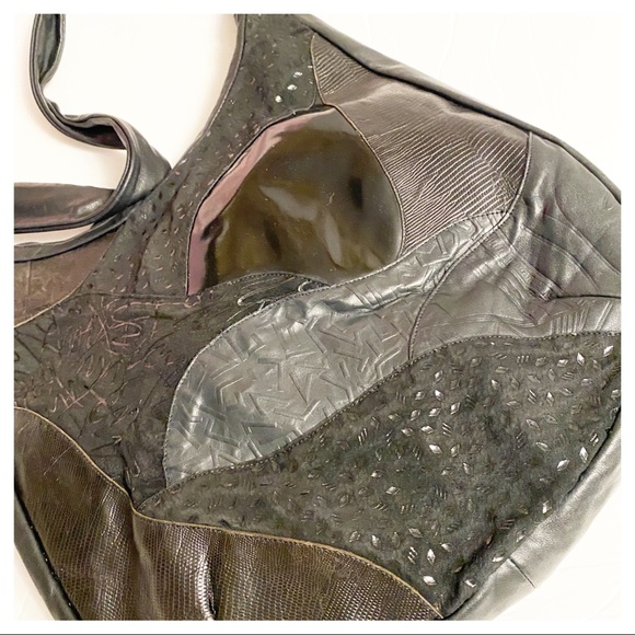 VINTAGE - 80s PATCHWORK SHOULDER BAG - Picture 5 of 6